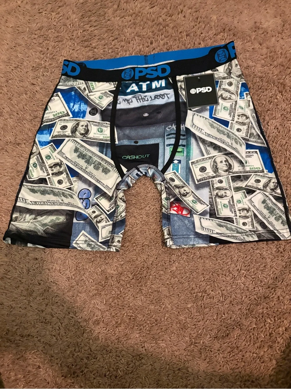 PSD Men’s Money Print Boxer Briefs - Blue/Black/White